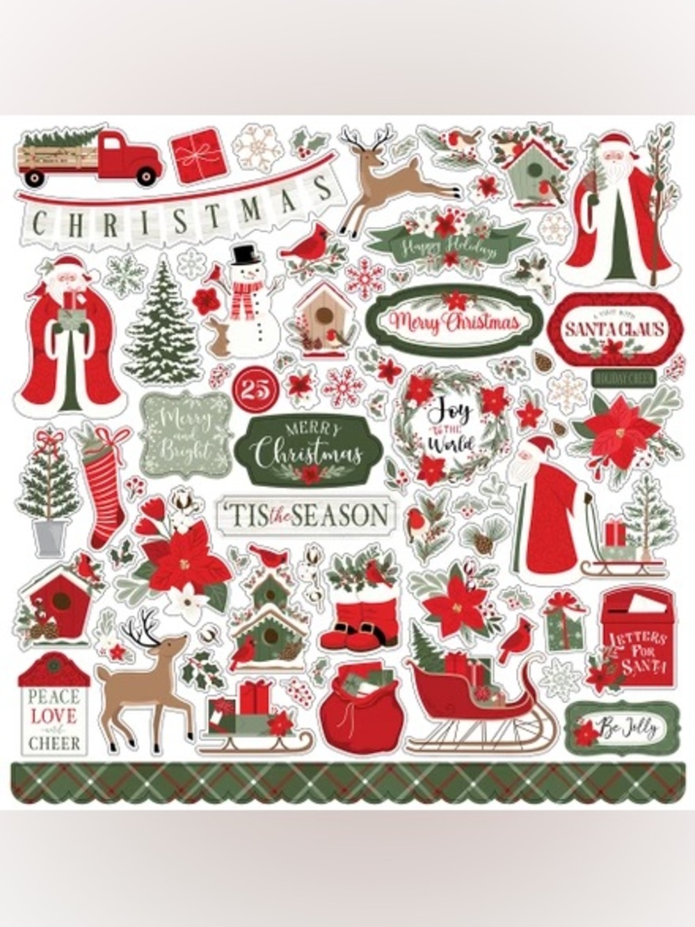 🎅🏻🎄Echo Park Christmas Time 12x12 Element Sticker Sheet🧣⛄️
